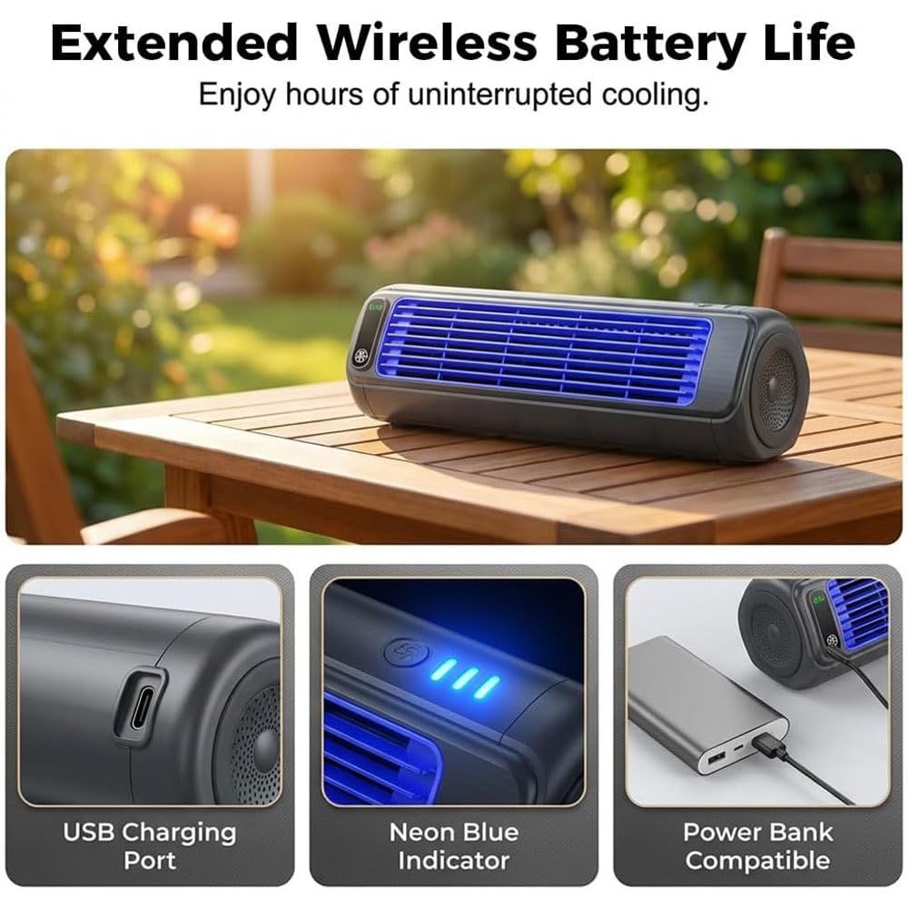 Aire Acondicionado PortáTil Cooling Ace Modelo 2026, Mini Ventilador con 3 Velocidades Y Pantalla TáCtil Led, Enfriador de Aire Recargable Por Usb Para Dormitorio, Cocina(Dark Gray)