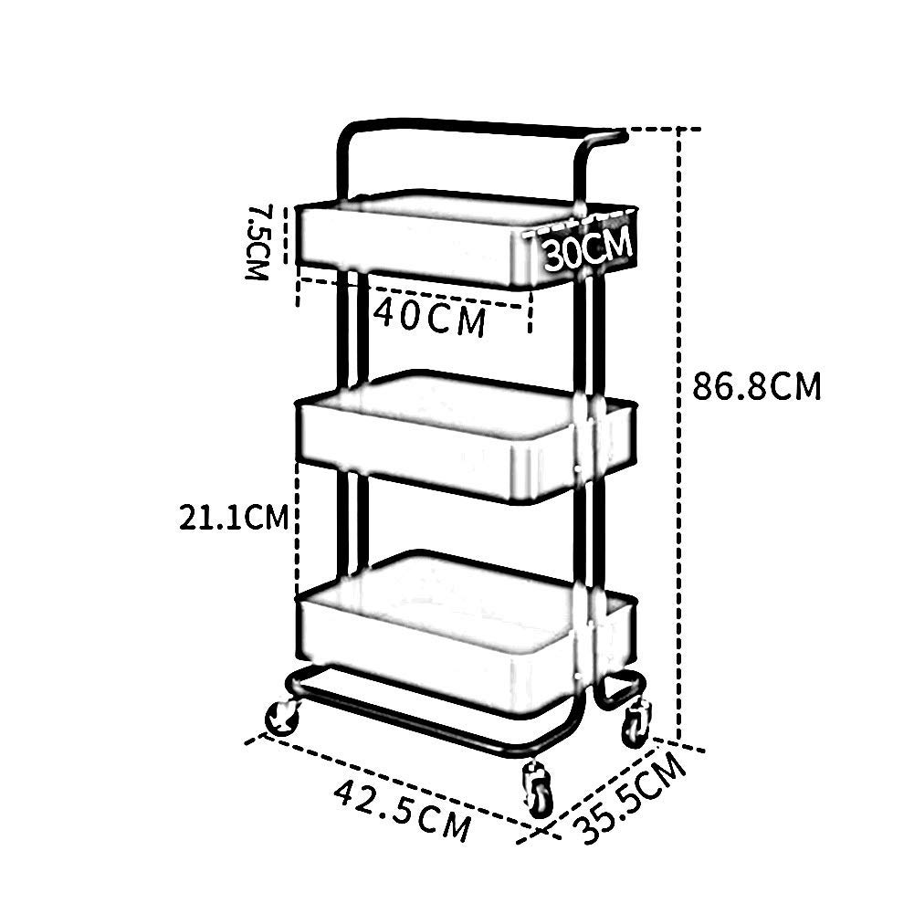 Carrello portavivande Multistrato in Acciaio Inox con Ruote girevoli, Facile da Montare, Resistente, 3 (80x40x85 cm, 42,5x35,5x86,8 cm), Ideale per casa, Hotel, Bar, Argento e Bianco.