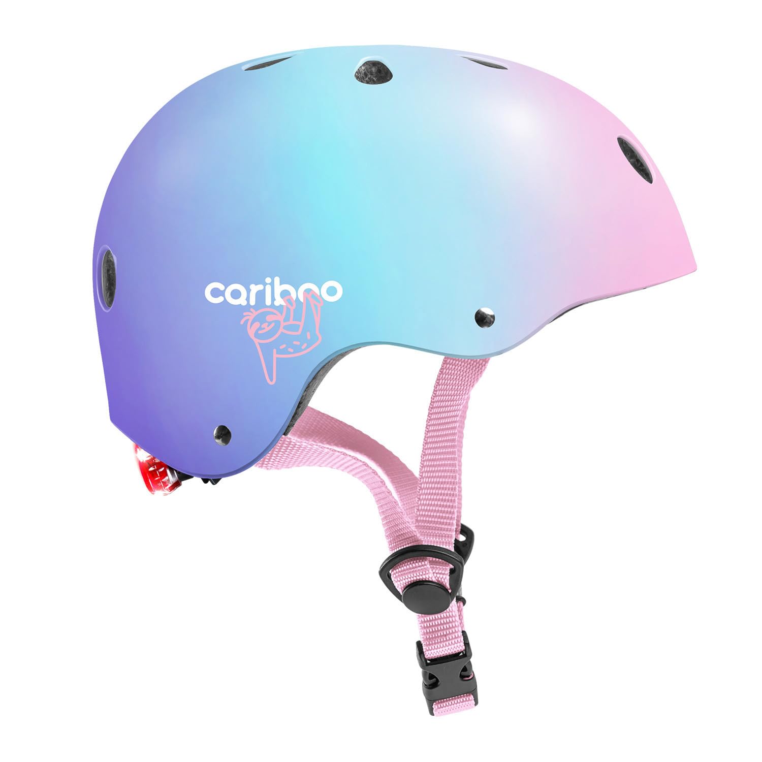 Cariboo Fahrradhelm Kinder Kinderhelm XS/S 48-52 cm Robust Mit LED-Licht Für Fahrrad Skateboard Inlineskates Scooter Regenbogen