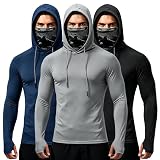 Jwovcry 3/5-Pack Men's Sun Hoodie with Mask - Quick Dry Fishing Shirts Long Sleeve Outdoor Work Tactical Hiking Gear (US, Alpha, Large, Regular, Regular, 3-Pack【Runs small】 B)