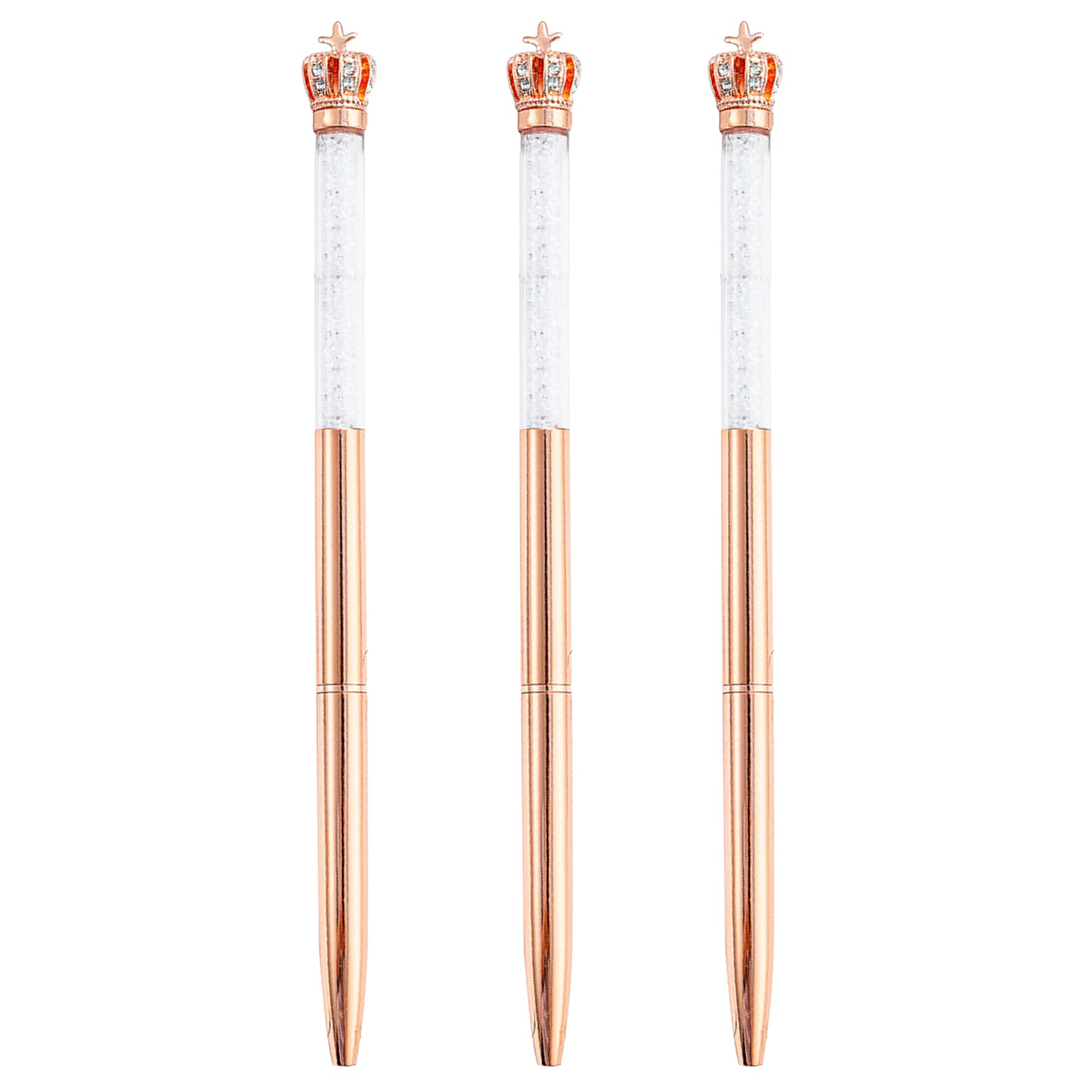 3 szt. kryształowy korona metalowy długopis Twist Journaling Pen średni punkt 1,0 mm czarny atrament