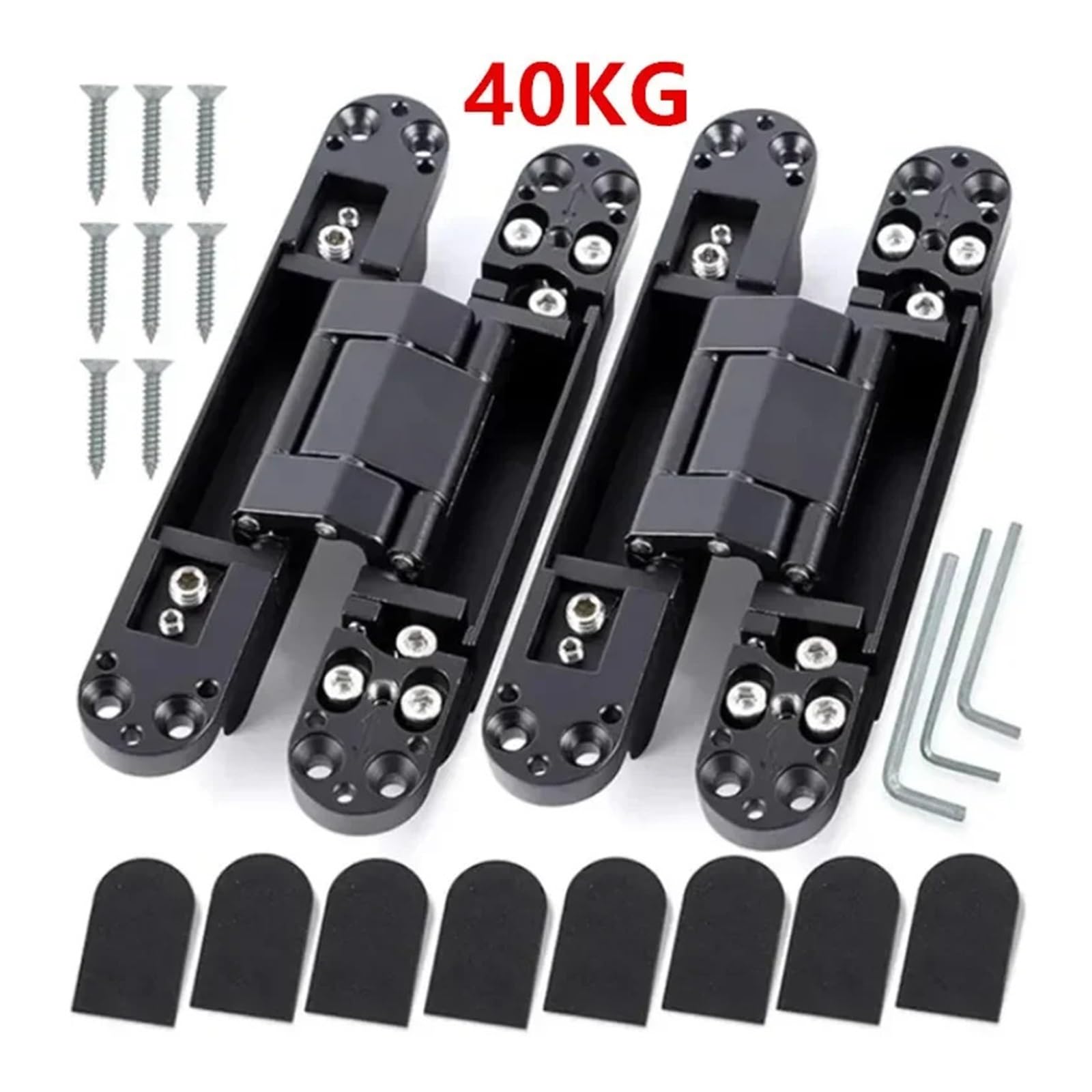 Verdecktes 180° Adj-Scharnier, 2er-Pack | Unterstützt 40/80 kg, robuster Stahl, for Innentüren aus Holz