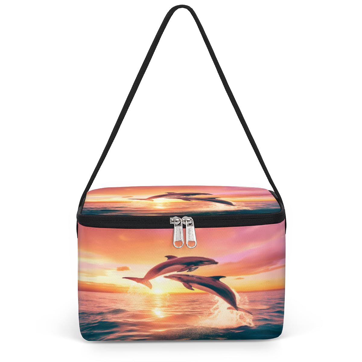 GzLeyigou Aquatic Animal Dolphin Lunch Bags for Women Men 9 Cans, Hot & Cold Food Delivery Bag Insulated Grocery Bag Insulated Lunch Box Beach Dolphins Cooler Bag for Office Work Picnic Beach