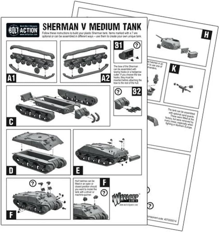 Warlord Bolt Action Sherman V Tank 1:56 Tabletop Miniatures - Plastic Paintable Miniature WWII Soldiers Set, Unpainted Table Top 28mm Military Minifigures for Adults - Gaming Figurines Pack