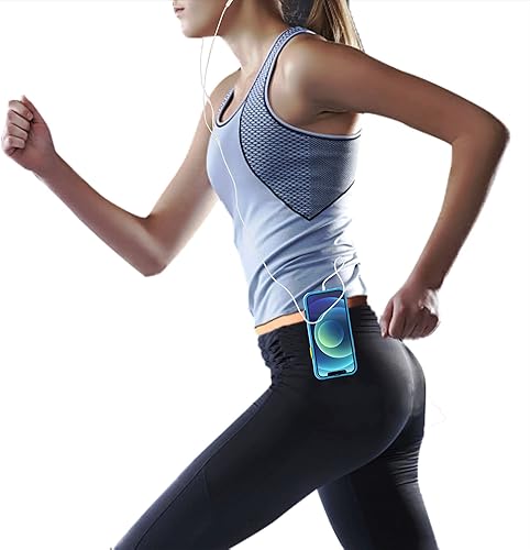 Miniatura 4 de Funda de running para iPhone 14 y iPhone 13 con clip para cinturón y vidrio templado, resistente a prueba de golpes, antideslizante, para Apple
