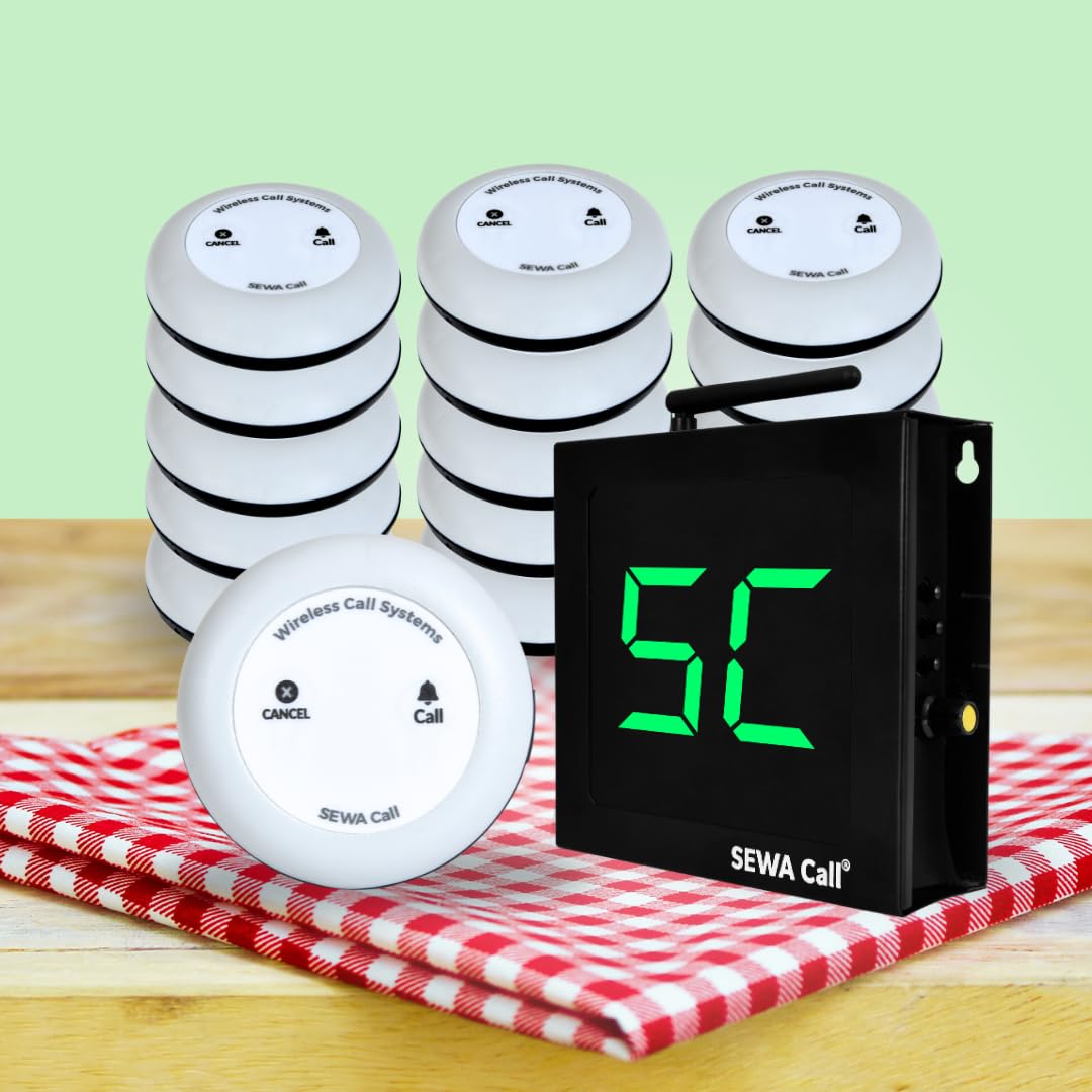 SEWACall Wireless Call System, Waiter Calling System, Office Call Bell Systems, Pack 1 Display and 16 Call Buttons-picture-10