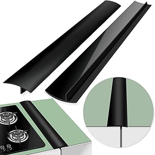 25 Inches Gap Filler for Stove and Counter, Kitchen Stove Counter Gap Cover Silicone Gap Cover Between Stove and Counter Stove Gap Filler Heat Resistant Cover Easy Clean Black