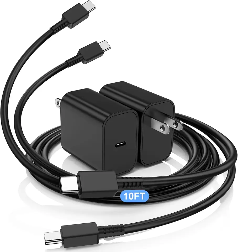 45W Super Fast Charger USBC Charger, 2Pack 10FT Samsung Charger Fast Charging Cord Cable&amp; Samsung Type C Charger Block for Galaxy S25 S24 S23 S22 S21 Ultra/Plus, Tab S10 S9 S8 S7,iPad,Android Phone