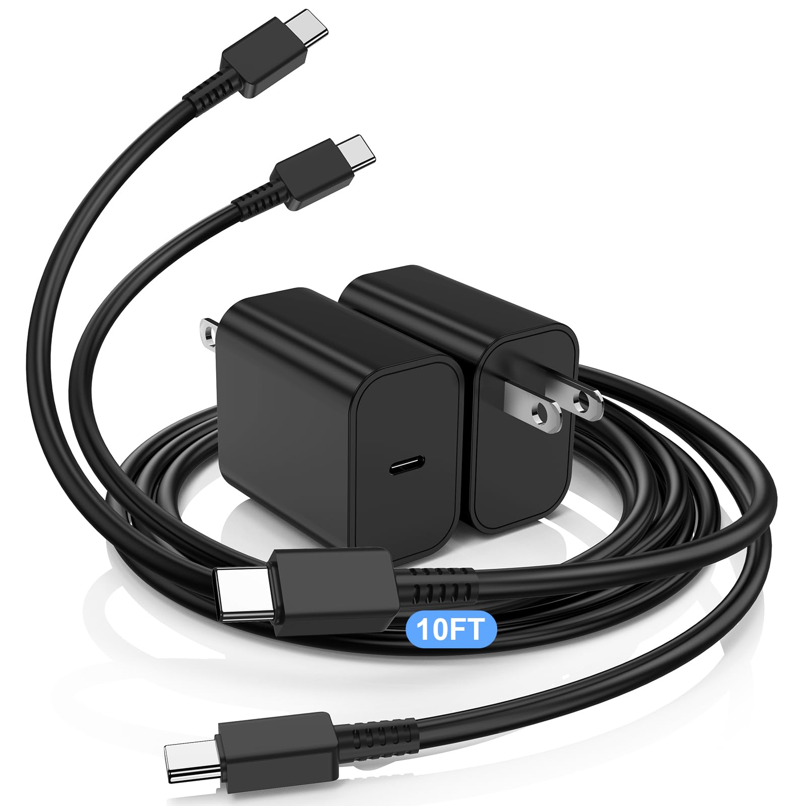 DGVERS 45W Super Fast Charger USB C Port, 2Pack 10FT for Samsung Charger Fast Charging Cord Cable& Samsung Type C Charger Block Galaxy S25 S24 S23 S22 S21 Ultra/Plus, Tab S10 S9 S8 S7,Android
