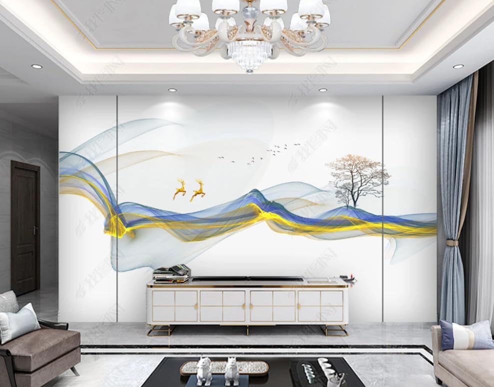 Poster géant mural papier peint intissé lignes abstraites salon
