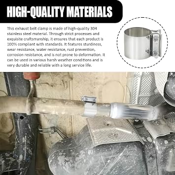 2.5 Inch Exhaust Clamps, Universal 2.0'-4.0' Exhaust Lap Joint Butt Clamps, 304 Stainless Steel Butt Joint Band Clamp Sleeve Coupler for Muffler Pipe Repair, Catalytic Converters (2.5 Inch)