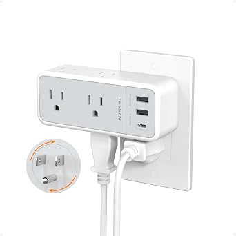 TESSAN 6 AC Outlet Splitter with 360 Rotating Plug, 1800J Surge Protector