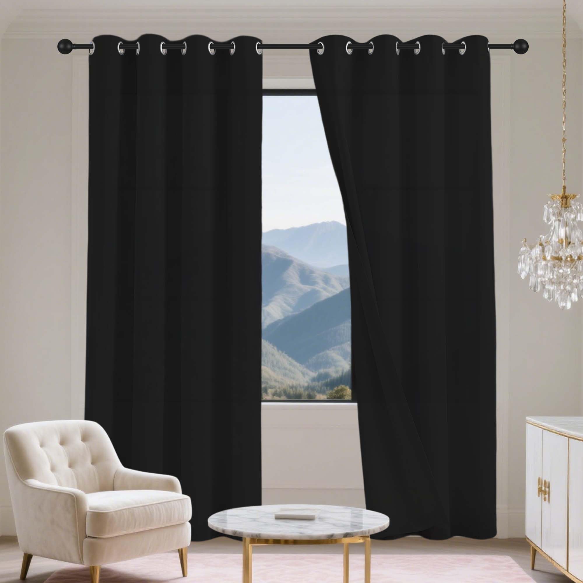 Rideaux occultants épais 520x275 cm noir isolant thermique salon