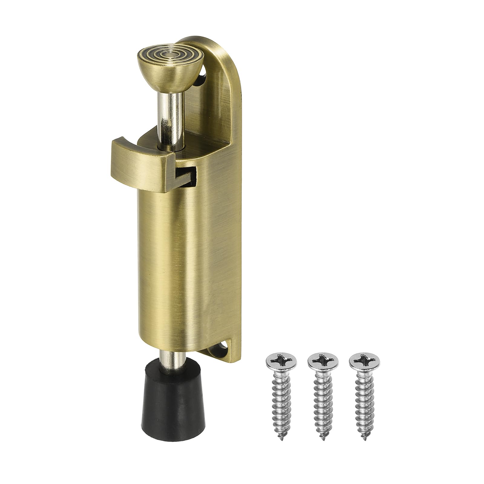sourcing map Kickdown Door Stop, Zinc Alloy Spring Loaded Telescopic Step On/Off Adjustable Heavy Duty Foot-Operated Door Stop Holder for Ground Gap 0-25mm, Bronze — image 1
