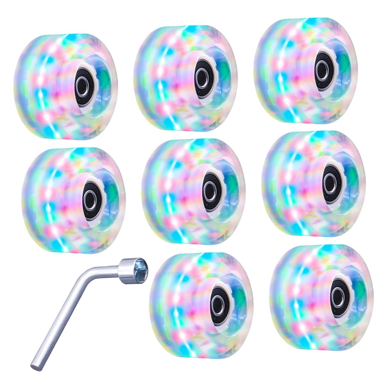 Ruedas para Patines de Línea Luces Led, Ruedas de Repuesto de Pu Resistentes Rodamientos Incluidos para Patines sobre Asfalto y Concreto