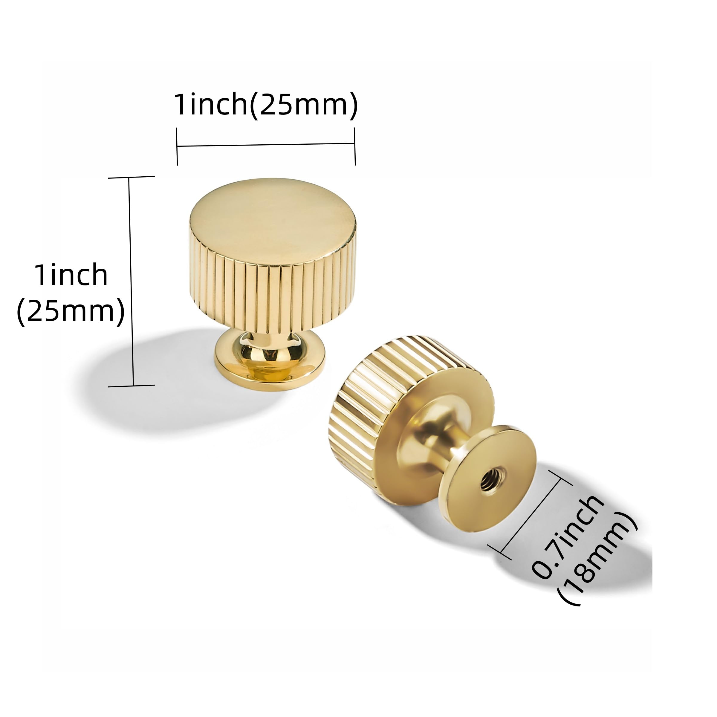 KHTUMEWARE-XB303 Round Knob, Unlacquered Brass, 1 in (25 mm), 5-Pack in Unlacquered Brass — KHTUMEWARE