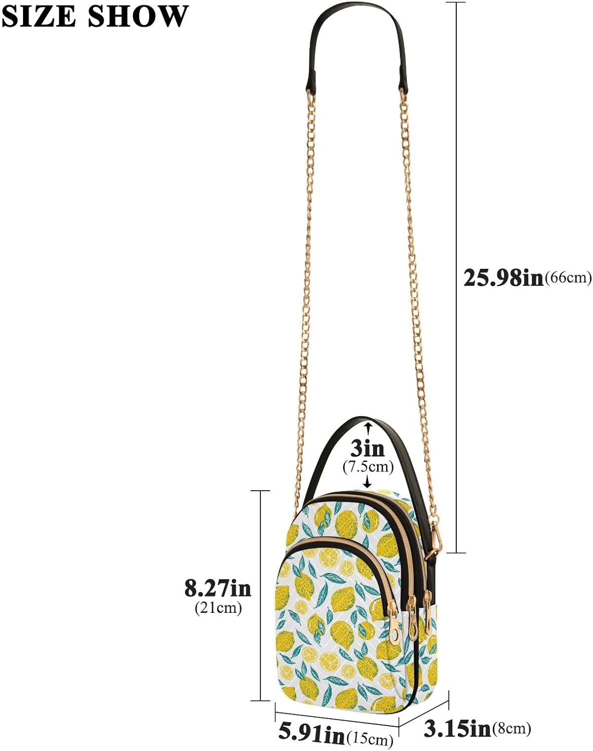 Yellow Lemon Small Crossbody Bags for Women Adjustable Strap Purses Travel Handbags 20855693