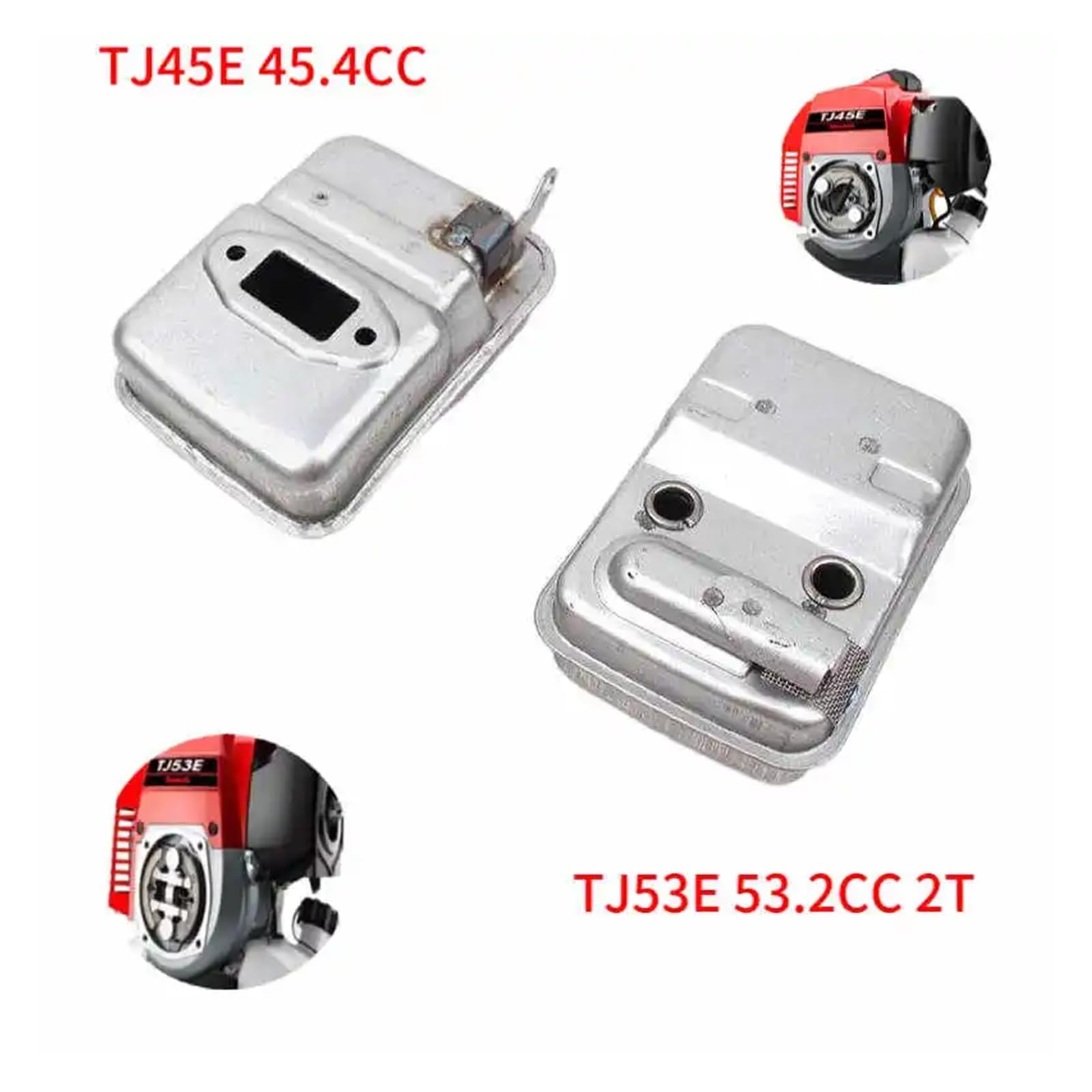 Silenciador Tj53e 490690744 490692454 Compatible con K-a-w-a-s-a-k-i Tj45e Kbl45 Kbh45 Kbl53 Kbh53 Ha053 45,4cc 53,2cc Desbrozadora Silenciador de escape(TJ53E KBL53 KBH53)
