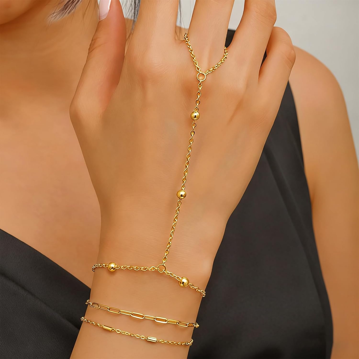 18K Gold Plated Small Cross Bracelet for Women | Tiny Cute Cross Bracelets | Beaded Bracelet | Hip Hop Knot | Hand Chain Bracelets | Gold Jewelry Gifts for Women - Image 2