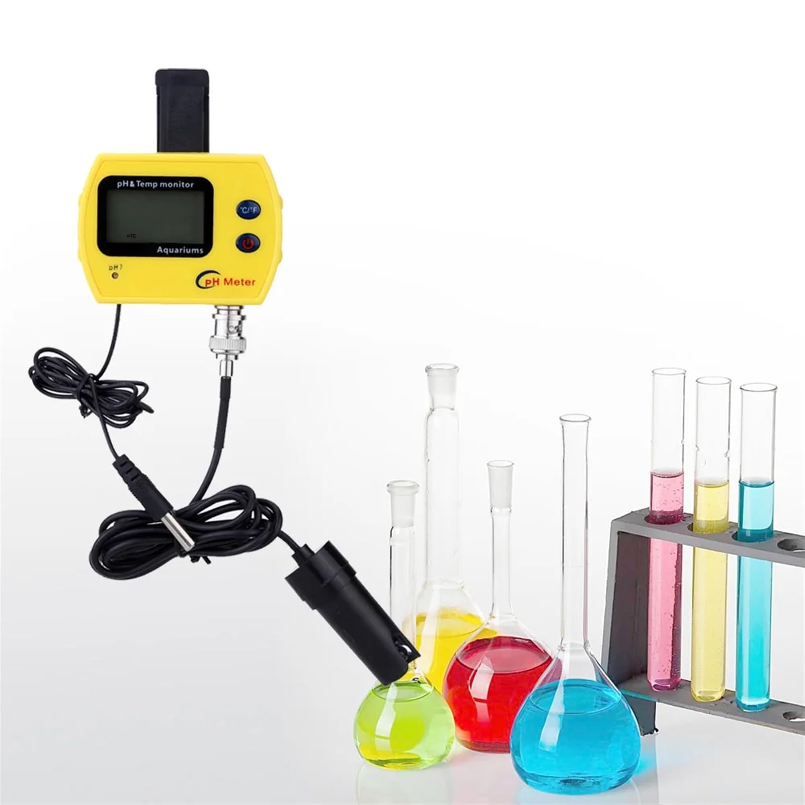 Misuratore di pH online ad alta precisione for acidosimetro for acquari Analizzatore di qualità dell'acqua Misuratore di pH e temperatura Misura la soluzione potabile,Giardino,Prato,Interno,Uso ester