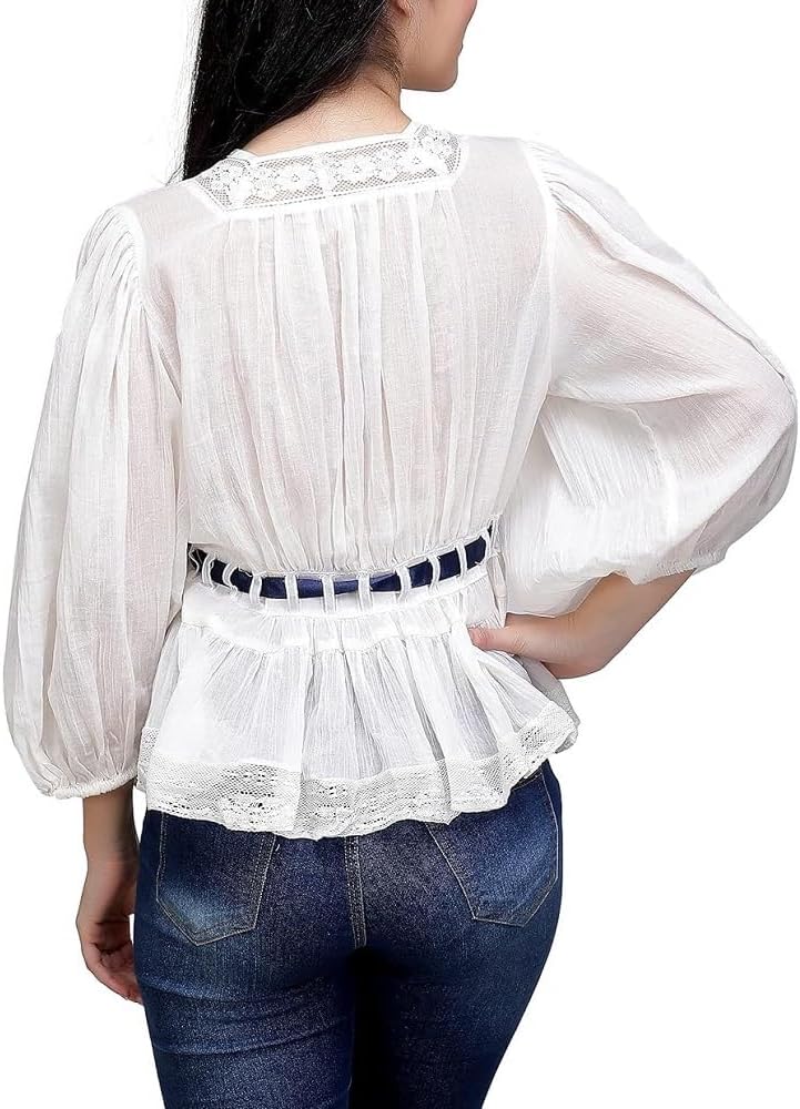 Women Chiffon Blouse Top Ruffle Trim Tie Front Shirt Long Sleeve Flowy Cardigan Lace Frilly Going Out top - Image 6