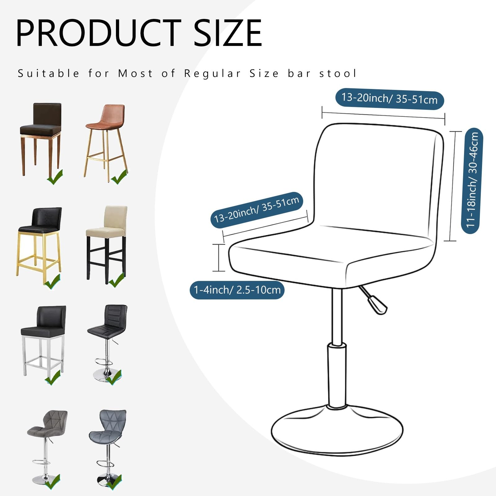 Juego de 4 fundas protectoras para taburetes de bar para cocina y comedor, con respaldos, funda protectora para muebles
