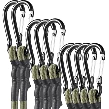 Bungee Cords with Carabiner Hooks Bundle Camo Green Multiple Specifications 9Pcs,20 inch 4Pcs+60 inch 3Pcs+120 inch/10 ft 2 Pcs