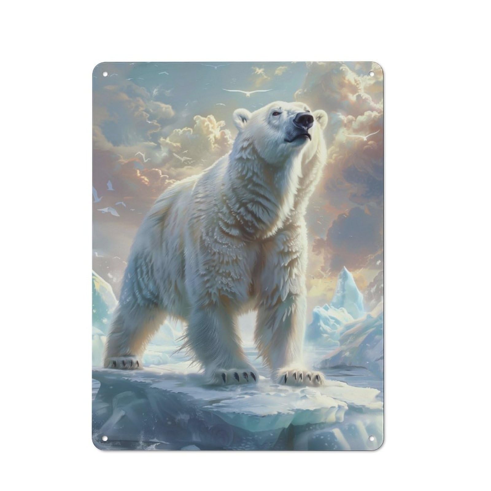 Junmoney Polar Bears Ice Printed Metal Sign 40X30cm For Studio Or Craft Room, For Creative-Space Collectors