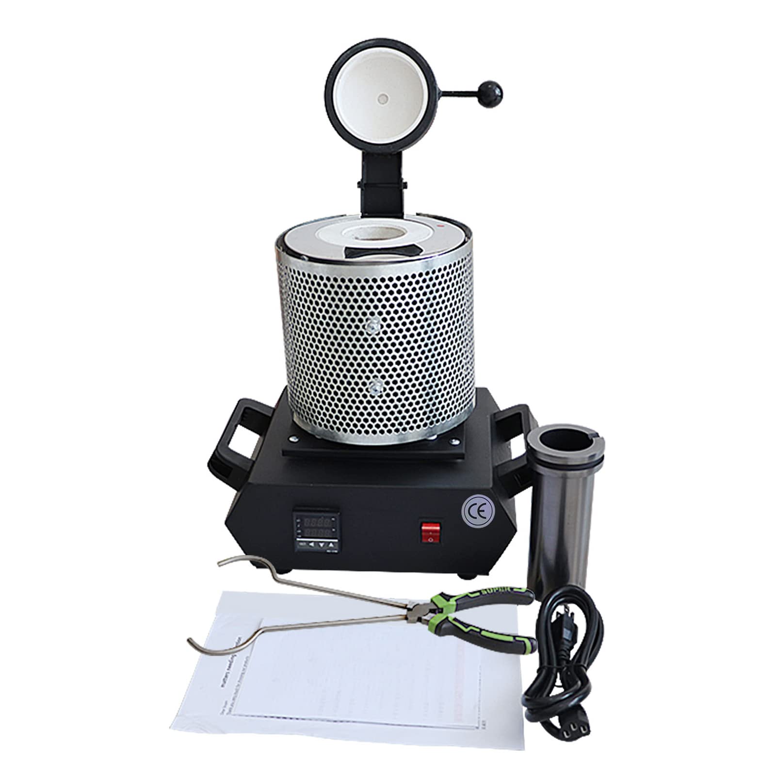 Piec do topienia złota, 1600 W, 3 kg Zestaw cyfrowego pieca do topienia z tyglem grafitowym i szczypcami do tygla do odzyskiwania wytapiania Topienie złomu Złoto Srebro Miedź Aluminium Odlew rafinac