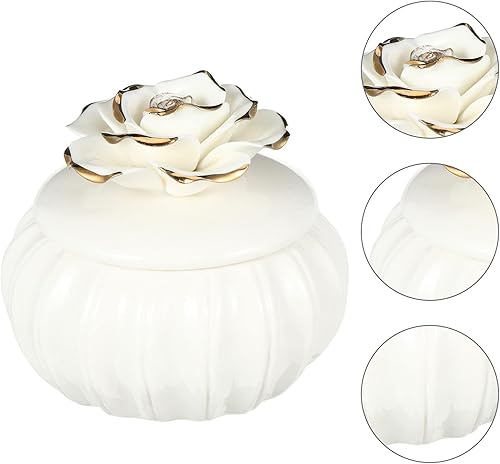 Vista 3 de HEMOTON - Joyero de cerámica con tapa pequeño organizador de joyas para decoración del hogar