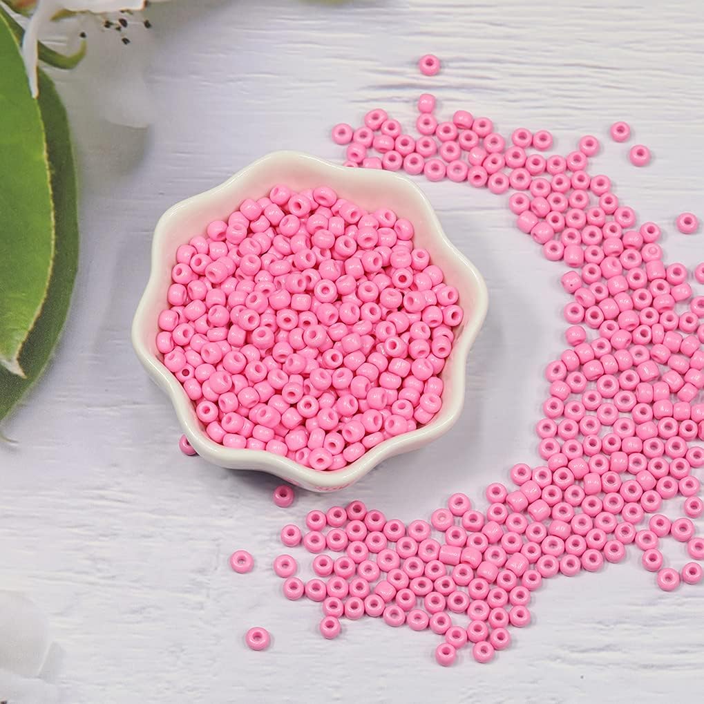 Size 6/0 Crafts Glass Seed Beads 4mm Pink Beads for Jewelry Making (Total About 100g About 1200pcs) - Image 3