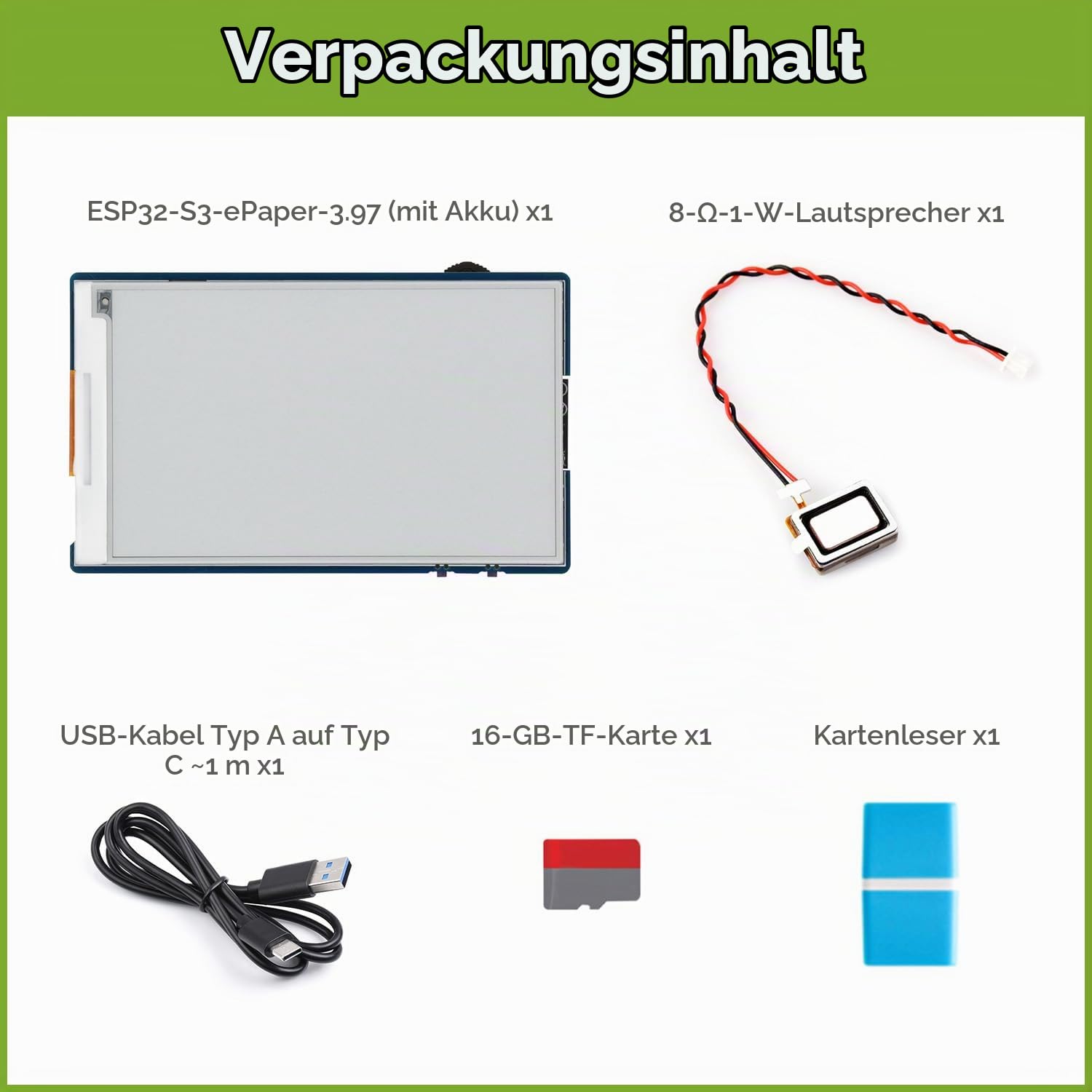 Waveshare ESP32-S3 3.97inch E-Paper Development Board Basic Kit, 800 x 480 Resolution, Supports Wi-Fi/BLE 5, and AI Voice Interaction, Onboard Microphone, with TF Card & Card Reader