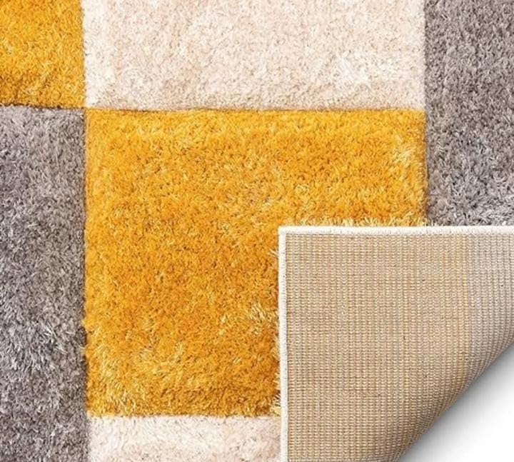 Image of Shaggy Carpet for Home 2 x 6 Feet Ultra-Soft, Thick, and Stylish Shag Texture Ideal for Living Room, Bedroom, or Office - Easy to Clean and Perfect (Yellow Gray Beige,)