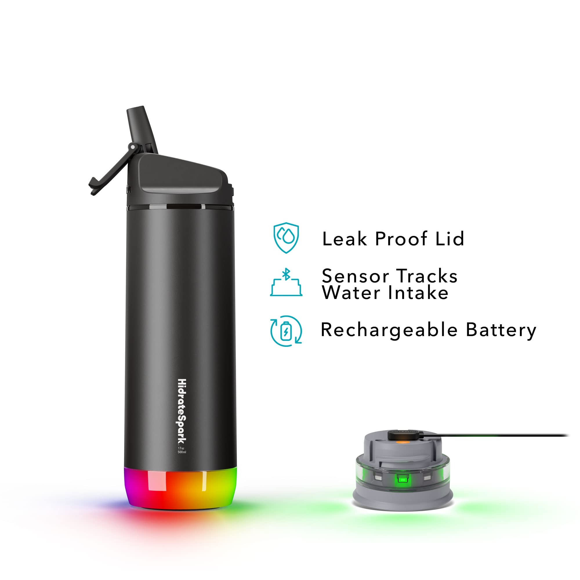 Amazon | Hidrate Spark スチール製 スマート水筒 - 水分摂取量を追跡 