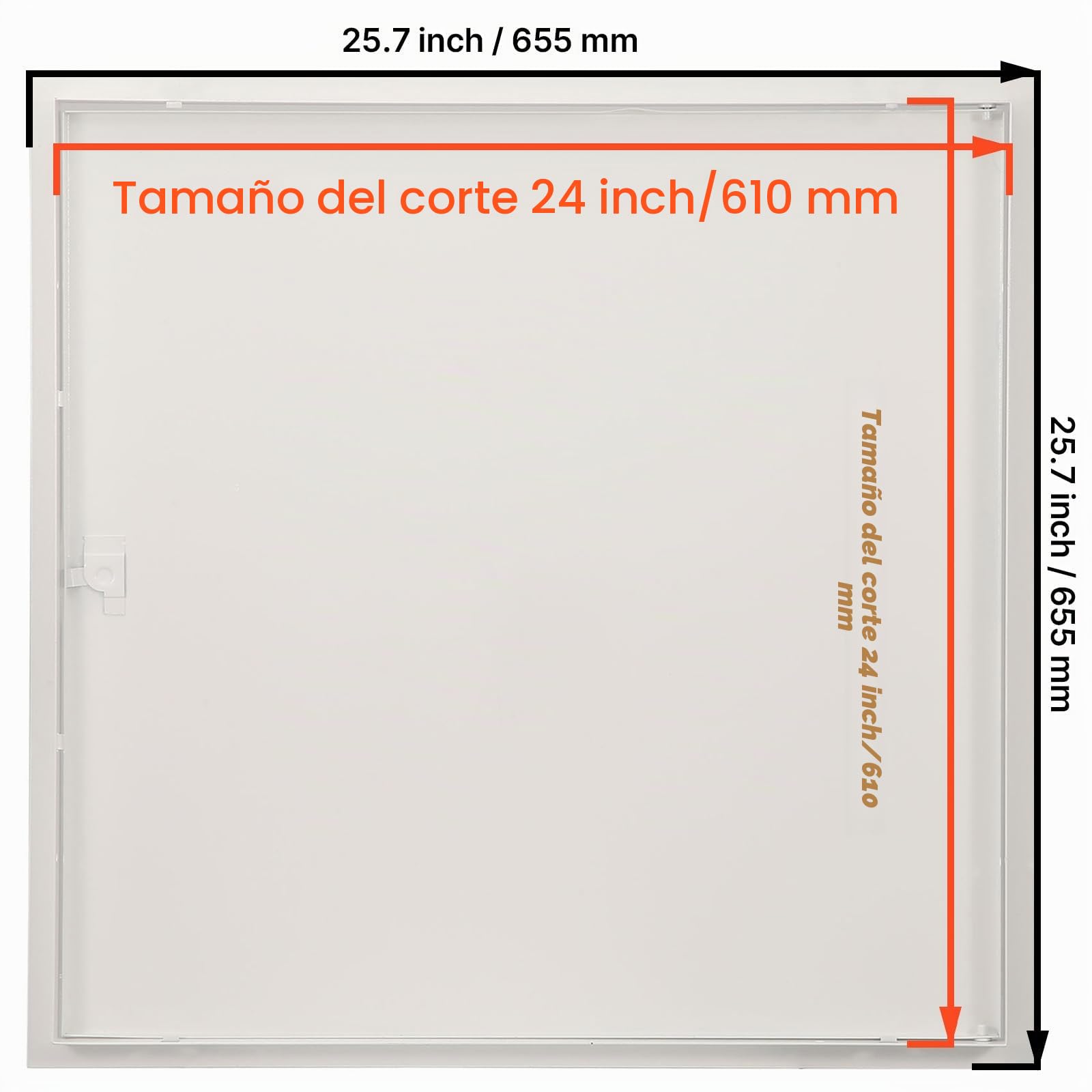 VEVOR Trampilla de Inspección 620x620 mm de Acero Galvanizado, Puerta de Acceso para Paneles de Yeso, con Pestillo de Destornillador, para Instalación de Fontanería y Electricidad en Techos, Blanco