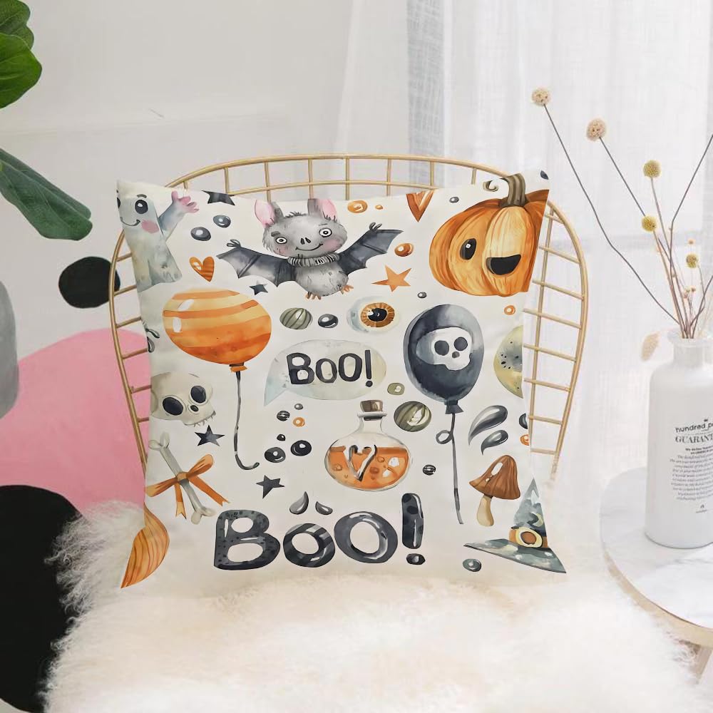 HYMSXW Cushion Cover,Throw Pillow Case Home Decorative for Living Room Bedroom Sofa Chair 20X20 Inch,Halloween seamless pattern. Watercolor repeating texture with ghost pumpkins ga,Pillowcase 50X50cm