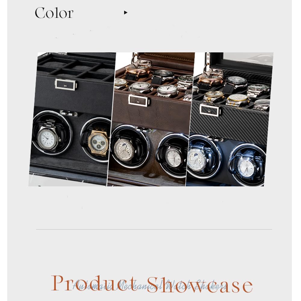 HEYOUTH Carica Orologi Automatici,Scatola del Tempo per Orologi,Orologi Ultra-Silenzioso Watch Winder Con Luce a LED, Con Scomparti Extra Per Orologi