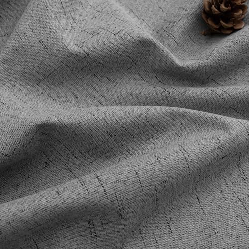 Image of 100% Blackout Linen Textured Curtains for Bedroom Full Light Blocking Room Darkening Bronze Grommet Window Drapes Thermal Insulated Energy Efficient Home Decor 52x96 Grey Gray (2 Panels)