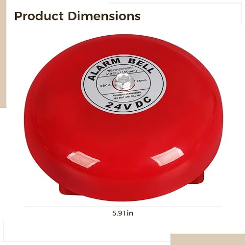 Miniatura 3 de Generic Campana de alarma eléctrica de 95 db, sistema de alerta de emergencia, diseño de metal de acero inoxidable, montable para hoteles, uso