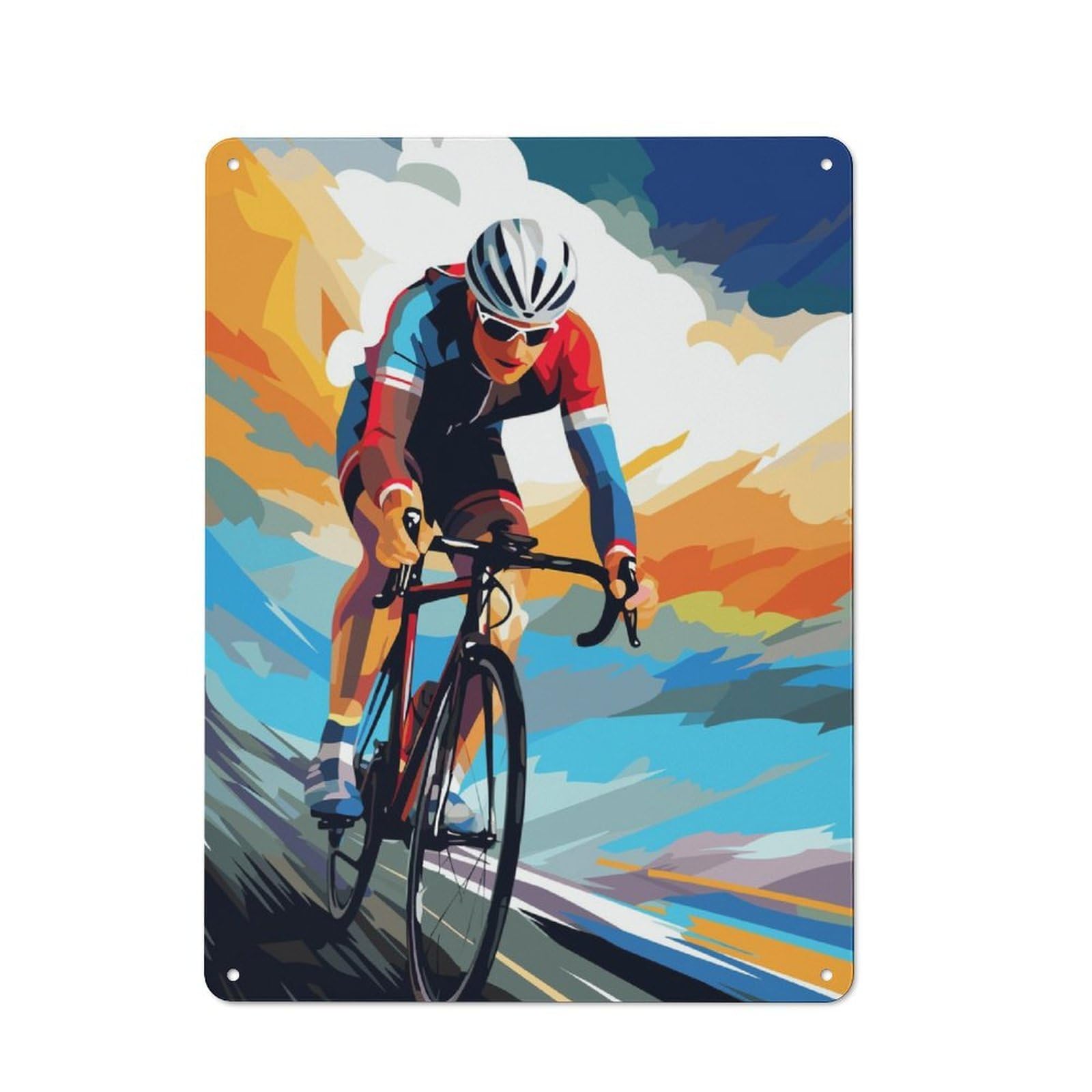 Nostalgic Cyclist Cycling Metal Wall Sign 40x30cm, Bar Wall Plaque for Pub, Home Bar, Shed Or Man Cave