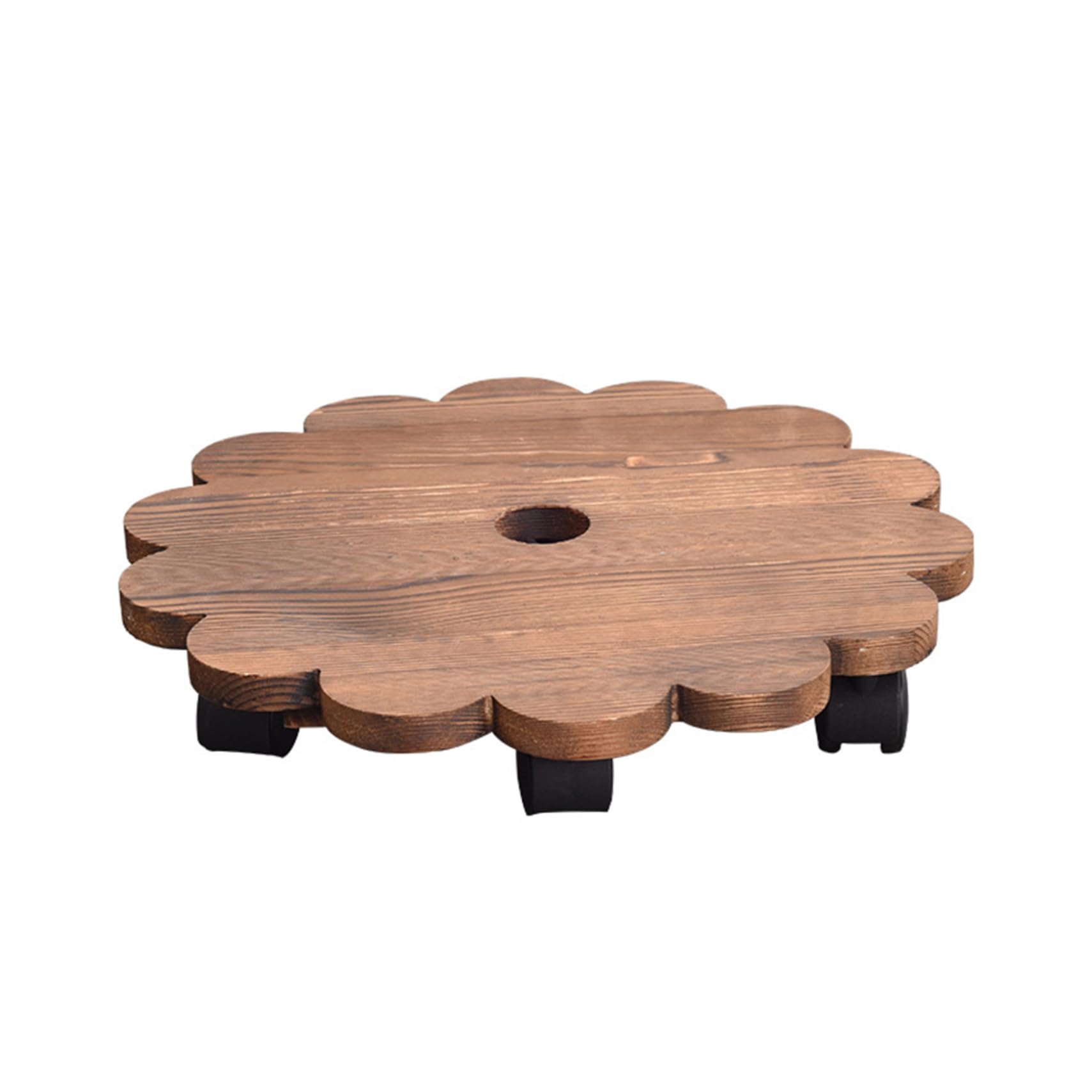 Hintyne Rolling Plant Stand Plant Stand Indoor, 7.9 Inch Diameter Rotating Wood Caddy with Wheels, Movable Caddy with Drain Hole