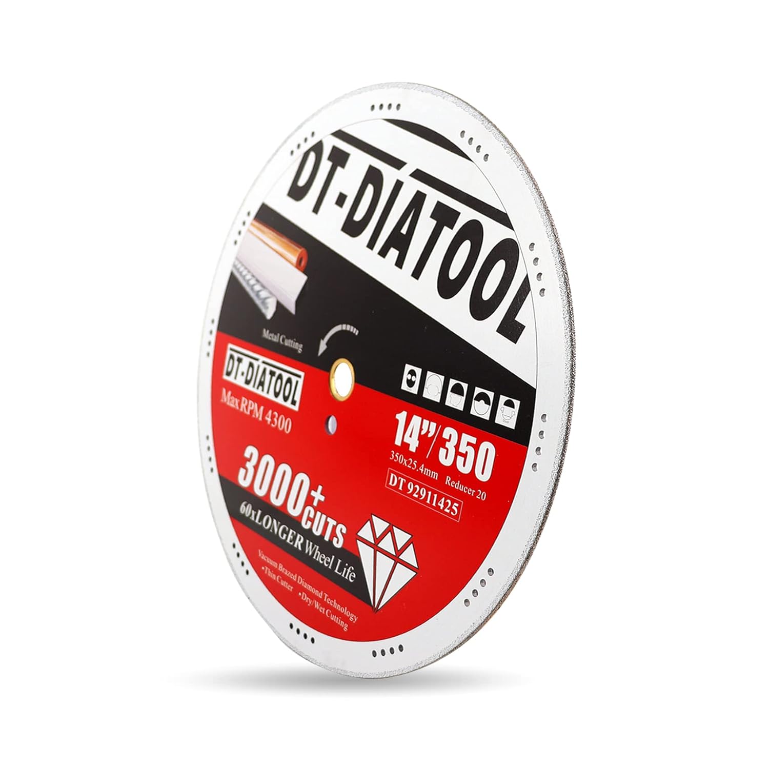 DT-DIATOOL 14 Inch Diamond Blade Metal Cutting Cut Off Wheel 14 x 1 for Steel Iron Rebar Metal Profiles Aluminum