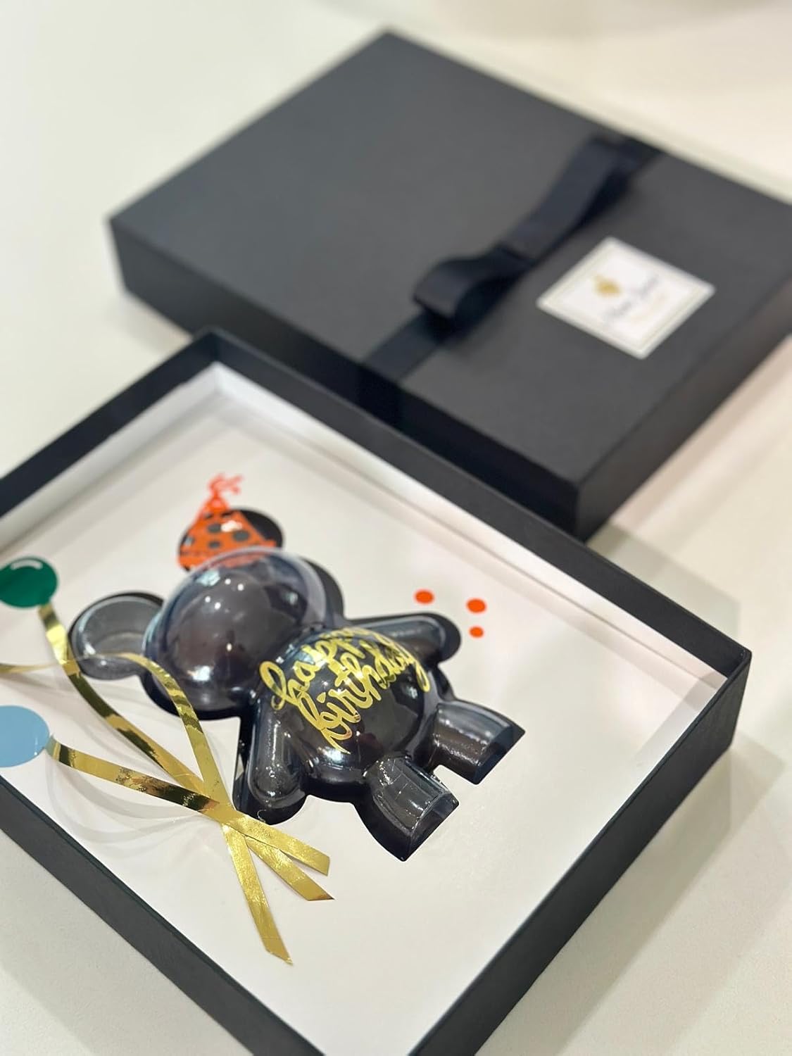 "Happy Birthday" - Happy Birthday Gift Box, Belgian Chocolate Bonbon with Prefered Cream Filling - Birthday Gift Baskets by Misses Sweet (Full Size, Belgian Dark Chocolate Bonbon with Dulce de Leche Caramel Cream Filling)