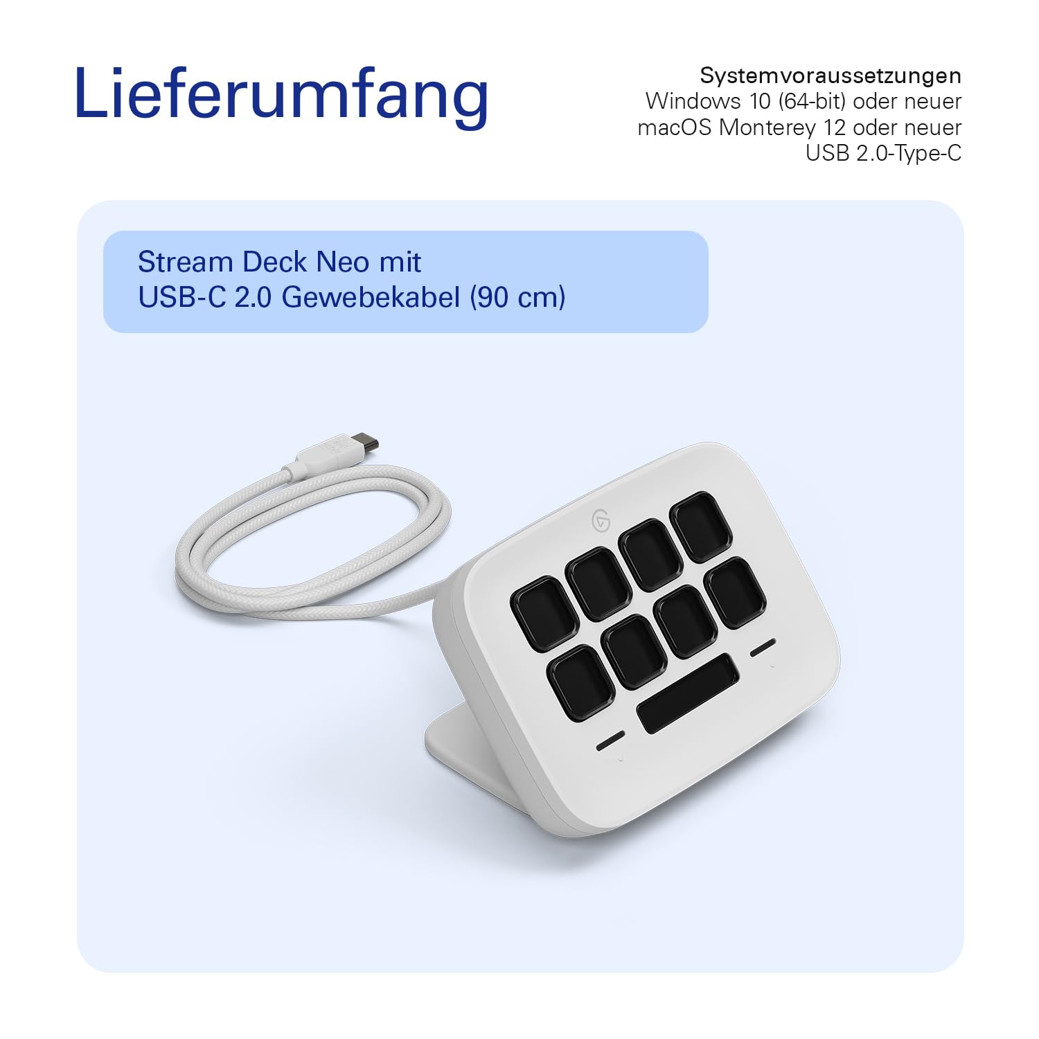 Elgato Stream Deck Neo – 8 anpassbare Tasten, 2 Touch Points, rasante Tasks & Workflows – Steuern Sie Word, Excel, PowerPoint, Teams, Zoom, Spotify etc - Kompatibel mit Mac und PC