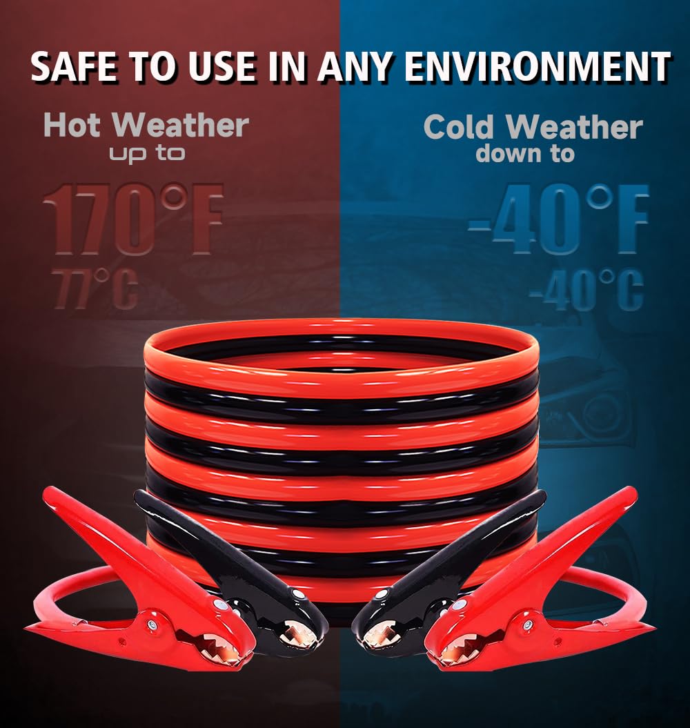 Jumper Cables Heavy Duty, Booster Cables 1 Gauge 30Feet 900AMP Automotive Jumper Cables Kit for Car, SUV, and Trucks with Professional Clamps and Carrying Bag