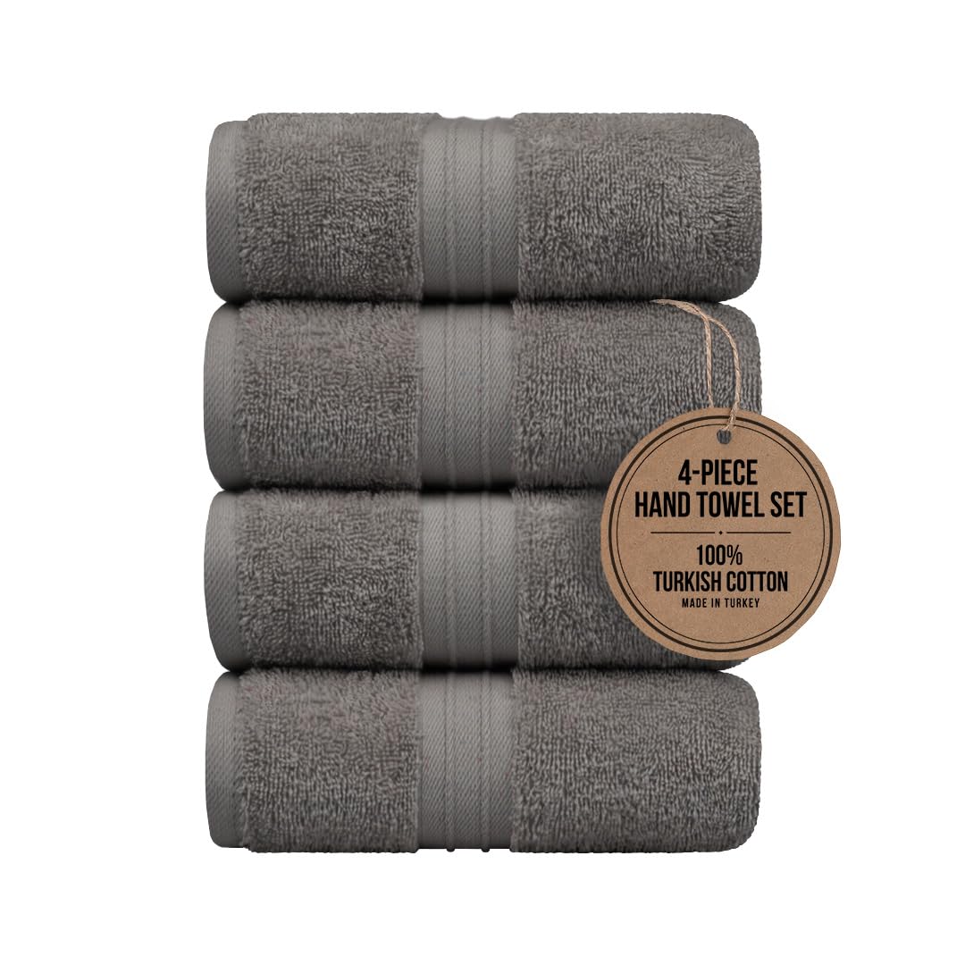 Cotoniche Hand Towels Set of 4 - Soft & Thick, Large (16"x 28") 100% Cotton, Luxury, Extra Soft - Versatile, Perfect as Bath and Kitchen Towel, Drying