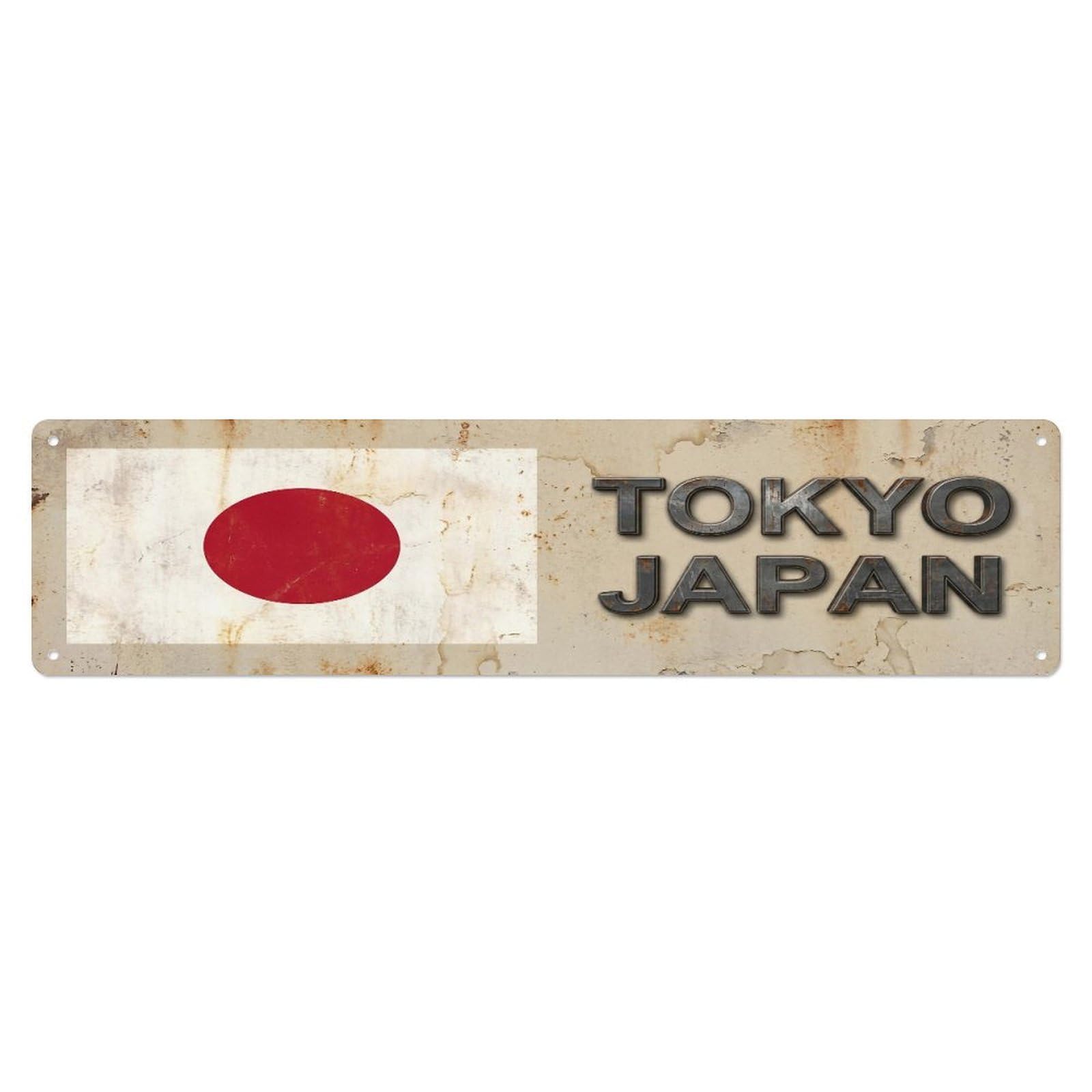 Okahys 4X16inch(10X40cm) Vintage Tokyo Japan Flag Decor Rustic Travel Metal Tin Sign
