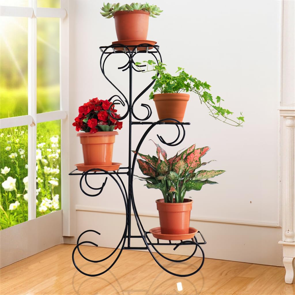 TrustBasket Indoor Planter Stand (Bell Flower Stand) Metal Pot Stand for multiple plants | Indoor/Outdoor | For Balcony, Living Room Decor - Black (B07YQV25VF) Amazon Price History, Amazon Price Tracker