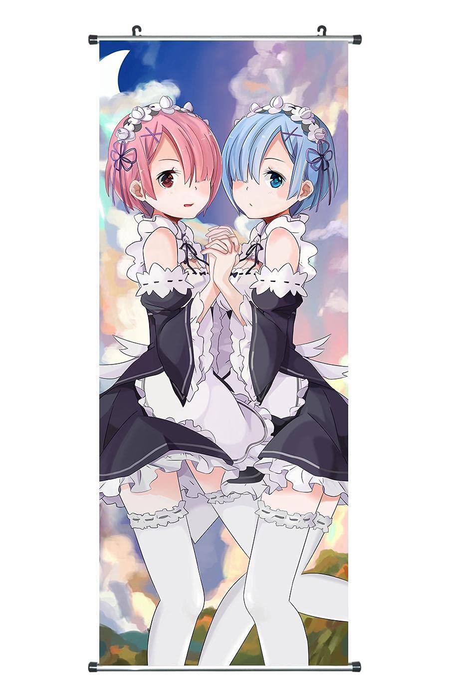 CosplayStudioLarge Re:Zero Roll Picture | Kakemono Fabric Poster 100 x 40 cm | Motif: Ram & Rem