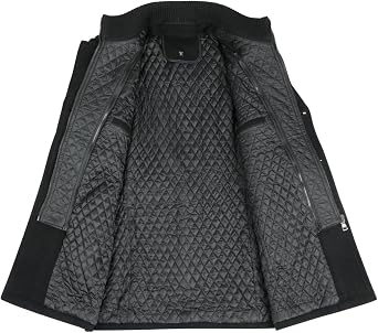 YOUTHUP Mens Wool Coats Casual Thick Short Winter Trench Coat Regular Fit Peacoat with Detachable Inner Collar
